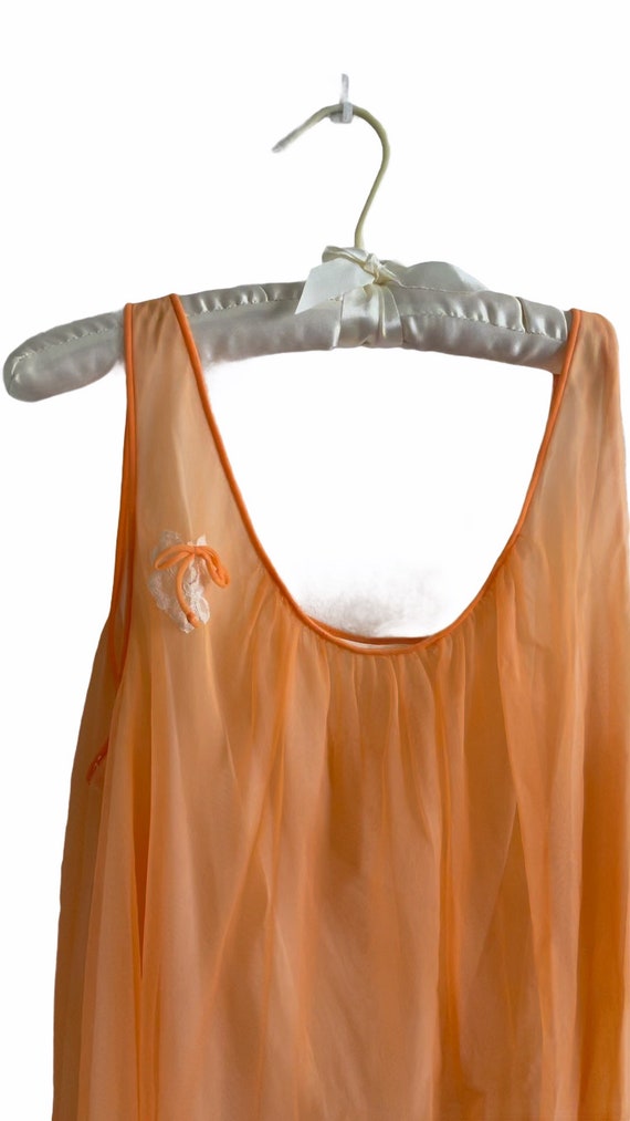 Vintage 1960’s Nightgown Chemise Orange Babydoll - image 5