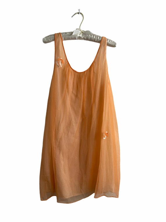 Vintage 1960’s Nightgown Chemise Orange Babydoll - image 3