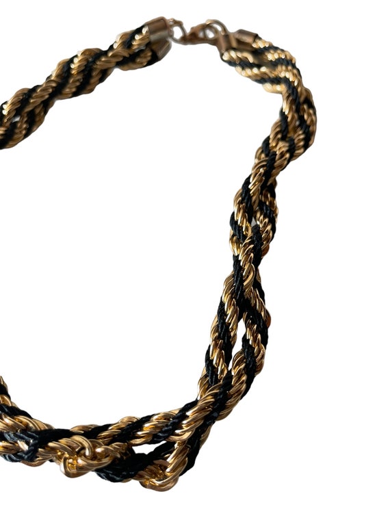 Eighties Gold and Black Braided Necklace - image 2