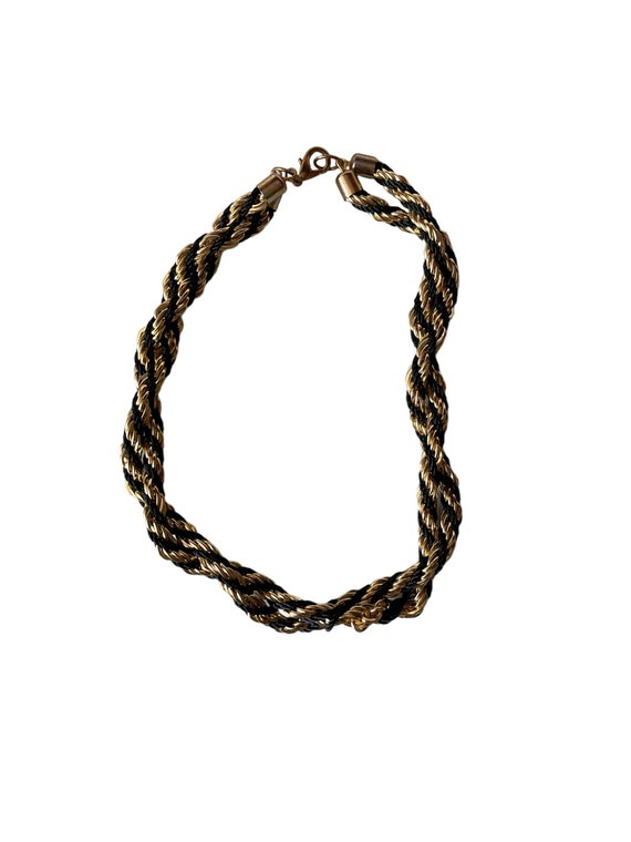 Eighties Gold and Black Braided Necklace - image 1