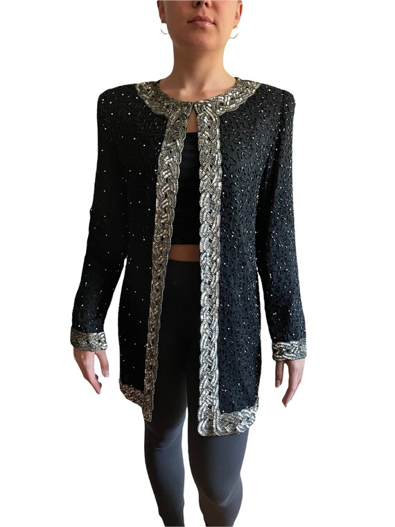 Vintage 80’s Laurence Kazar Beaded Sequined Eveni… - image 1