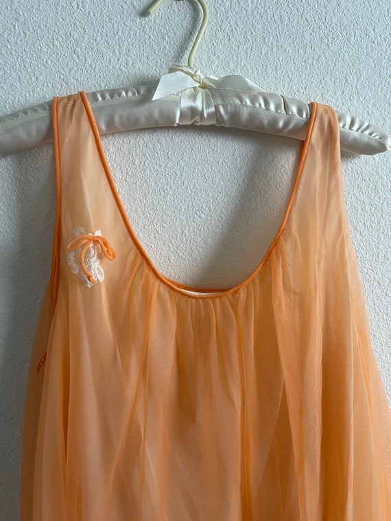 Vintage 1960’s Nightgown Chemise Orange Babydoll - image 7