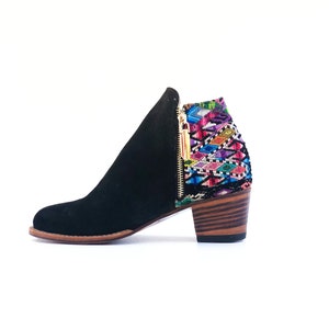 Madre-Ankle Boots, Women Boots, Leather Boots, Fall Boots, Boho Boots, Handmade Boots from Guatemala, Black Suede Boots, Lana