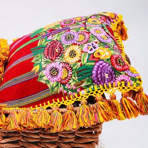 Set of 2 Patzún Pillow Cover, Huipil Pillow, Made in Guatemala, One of a Kind Pillow Cover, Embroidered Vintage, Boho Pillow Cover