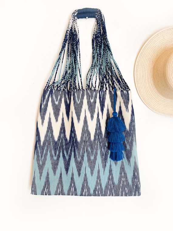 Medium Beach Tote Bag-Market Bag-Artisan Bag-Canvas Tote Bag-Vintage Bag BB02
