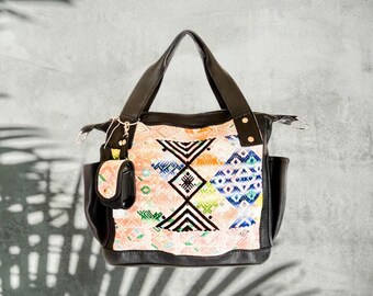 Convertible Mini Backpack, Huipil Bag, Leather Backpack, One of a Kind Bag, Women Bag, Fall Bag, OOAK Made in Guatemala SS01