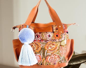 Convertible Mini Backpack, Huipil Bag, Leather Backpack, One of a Kind Bag, Women Bag, Fall Bag, OOAK Made in Guatemala SPR01