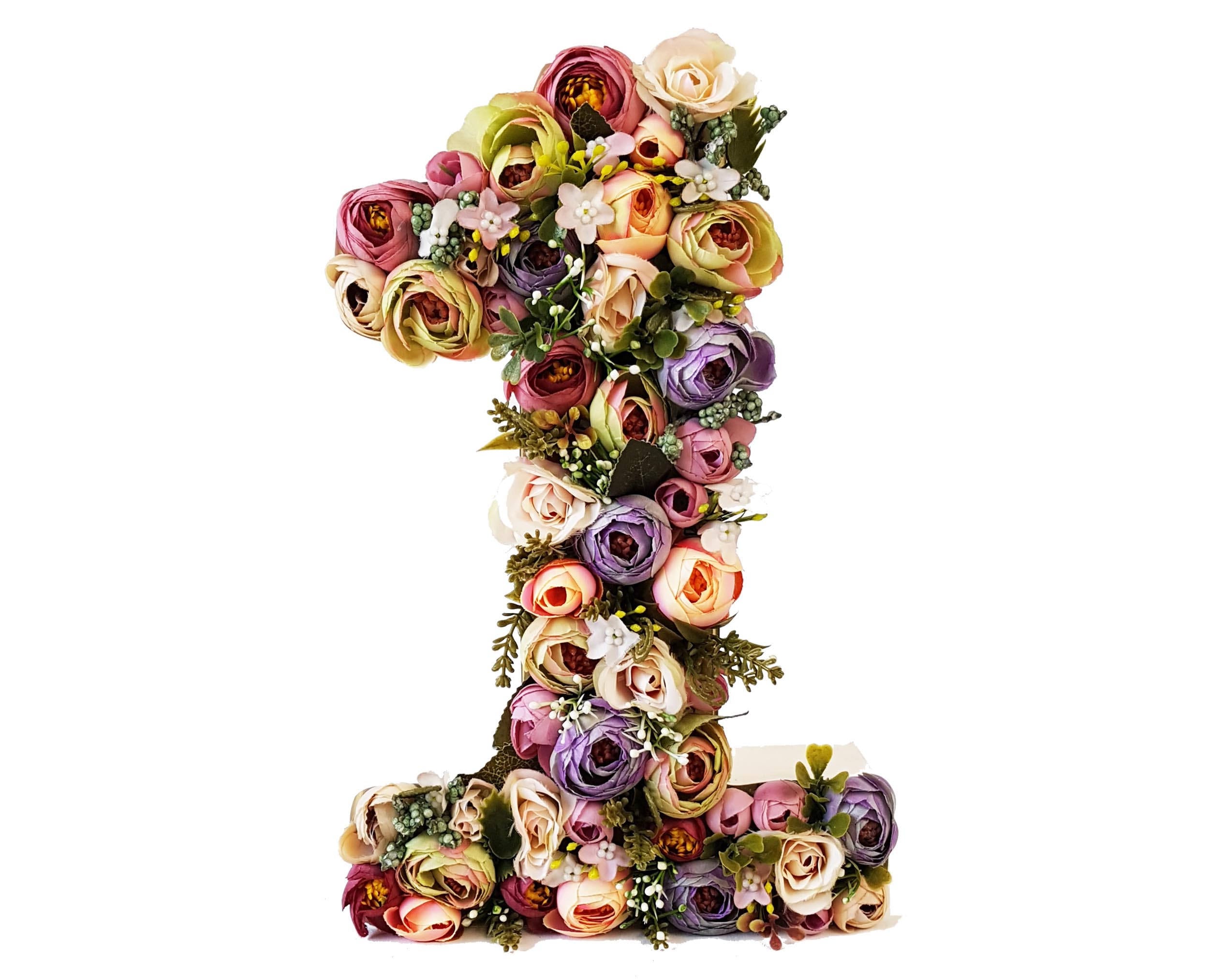 romantic floral number 1 flower number 1 floral 1st etsy