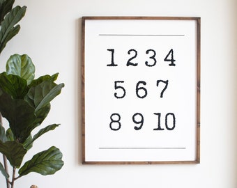 Numbers Print 1-10, Nursery Kid Room Decor, Learning Tool, Math Decor, School Room Decor, Homeschool Decor