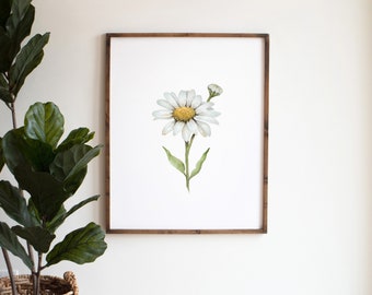 quirky prints modern minimalism print flower whimsical art home wall decor Daisy nature floral poster botanical artwork pretty art