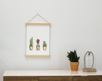 Greenery 2 Hanging Canvas Art Watercolor Wall Art Wooden Etsy