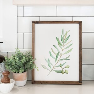 Olive Branch Watercolor Print, Botanical Wall Art, Green Olives, Home Decor, Kitchen/Dining Room image 3