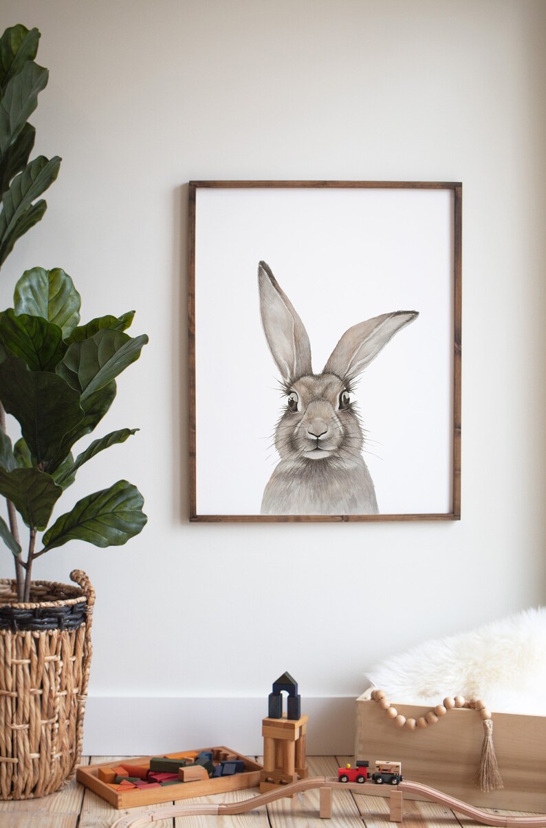 Bunny Framed and Unframed Rabbit Watercolor Print Wall Art Etsy