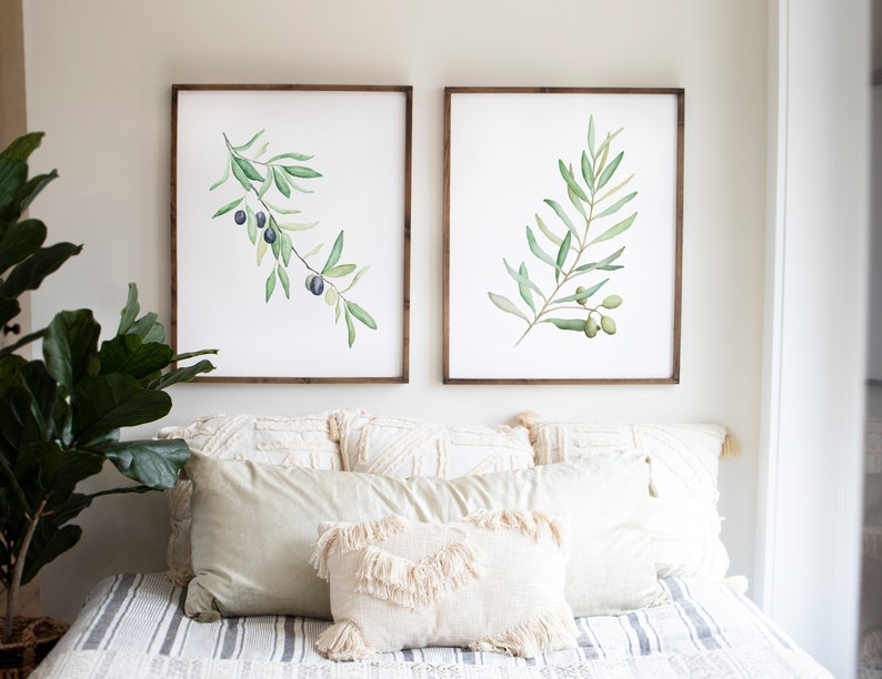 Olive Branch Watercolor Print, Botanical Wall Art, Green Olives, Home Decor, Kitchen/Dining Room image 5