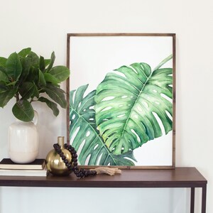 Tropical Watercolor Print Set of 3, Home Decor, Monstera Plant, Bird of Paradise Plant, Palm Leaf, House Plant image 5