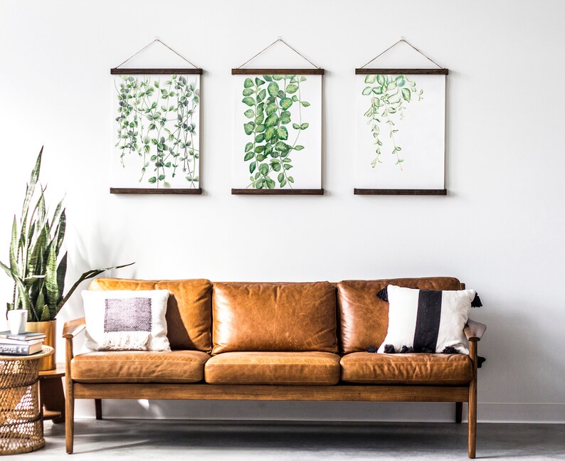 Vines Set of 3 Greenery Hanging Canvas Poster Botanical Etsy