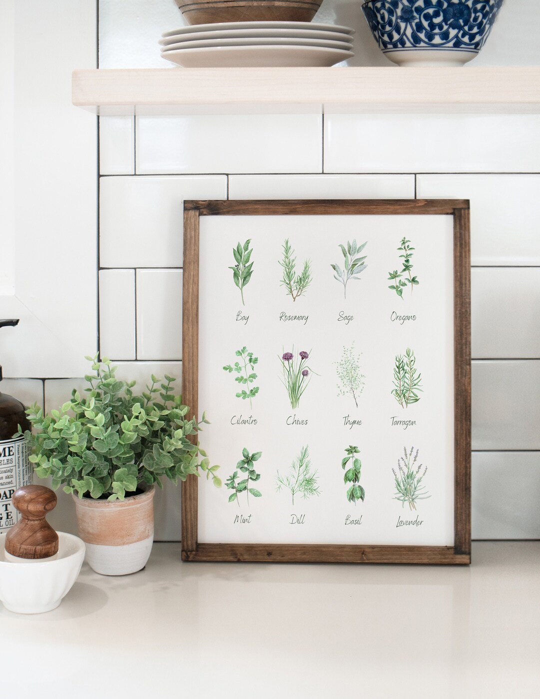 botanical herb prints set of 4 unframed botanical herb... Herbs Watercolor Print, Framed and Unframed, Herb Names Wall Art, Home ...