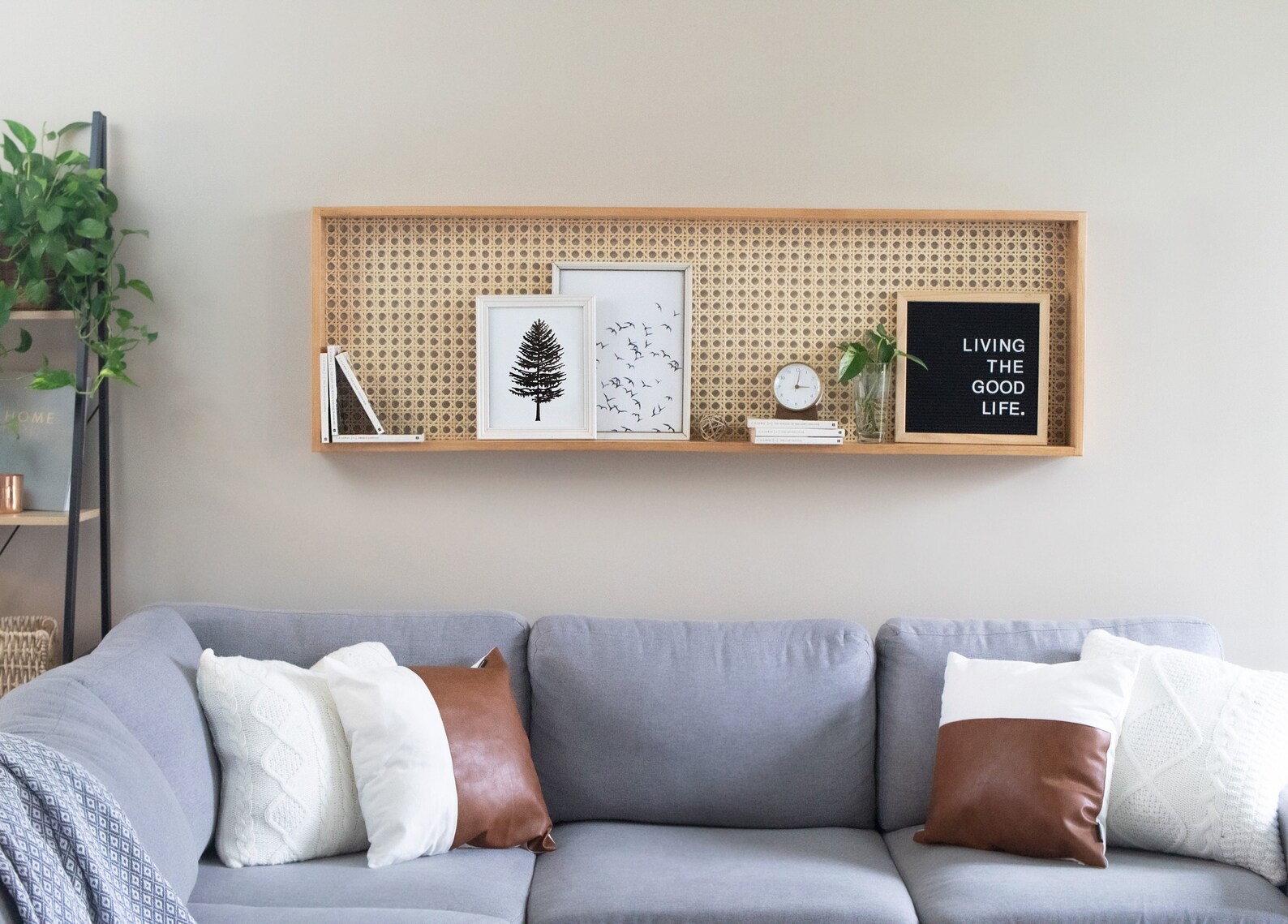 Caning Box Display Shelf Cane bing Natural Wood Floating Etsy