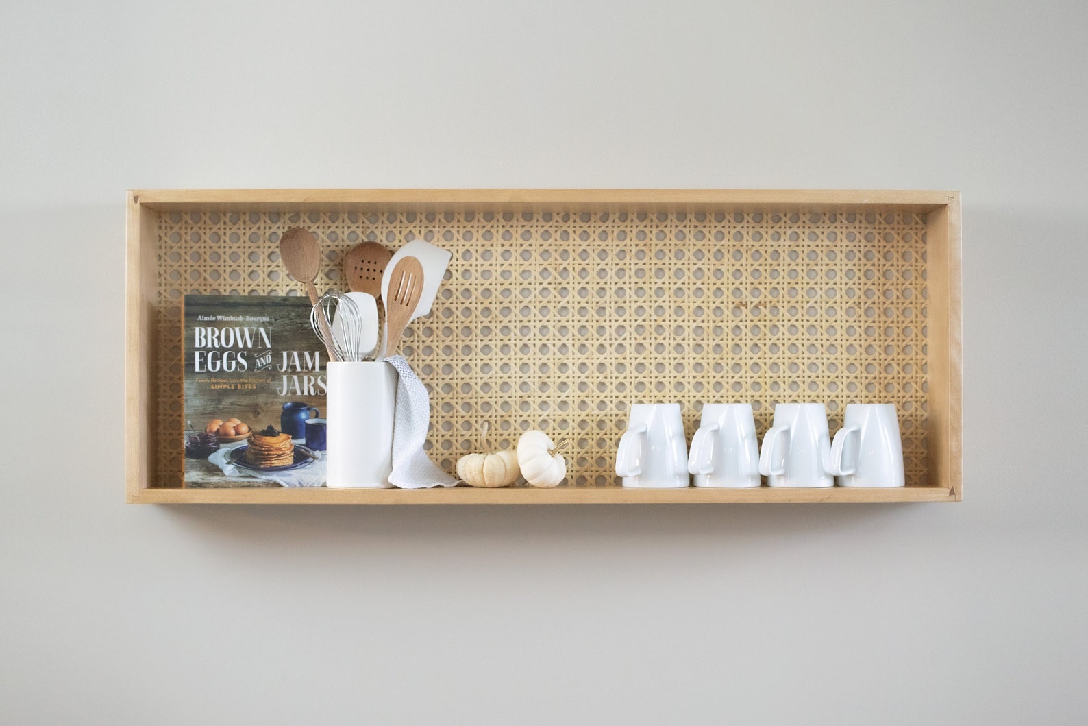 Caning Box Display Shelf Cane bing Natural Wood Floating Etsy