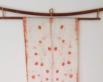Silk Scarf Naturally Dyed, OOAK Silk Scarf, Leaf Print Scarf