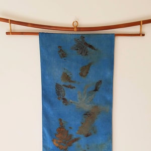 Silk Scarf Naturally Dyed, OOAK Silk Scarf, Leaf Print Scarf