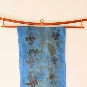 Silk Scarf Naturally Dyed, OOAK Silk Scarf, Leaf Print Scarf