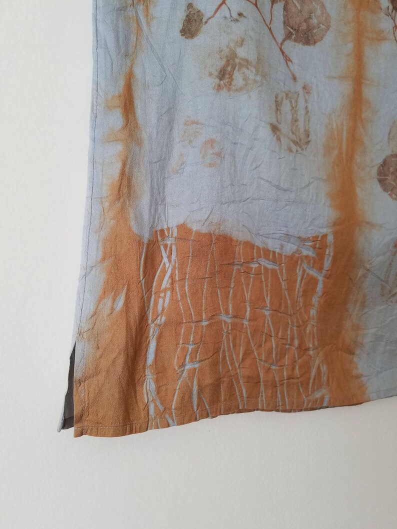 Upcycled Silk Blouse Naturally Dyed OOAK Silk Top Leaf Print Etsy