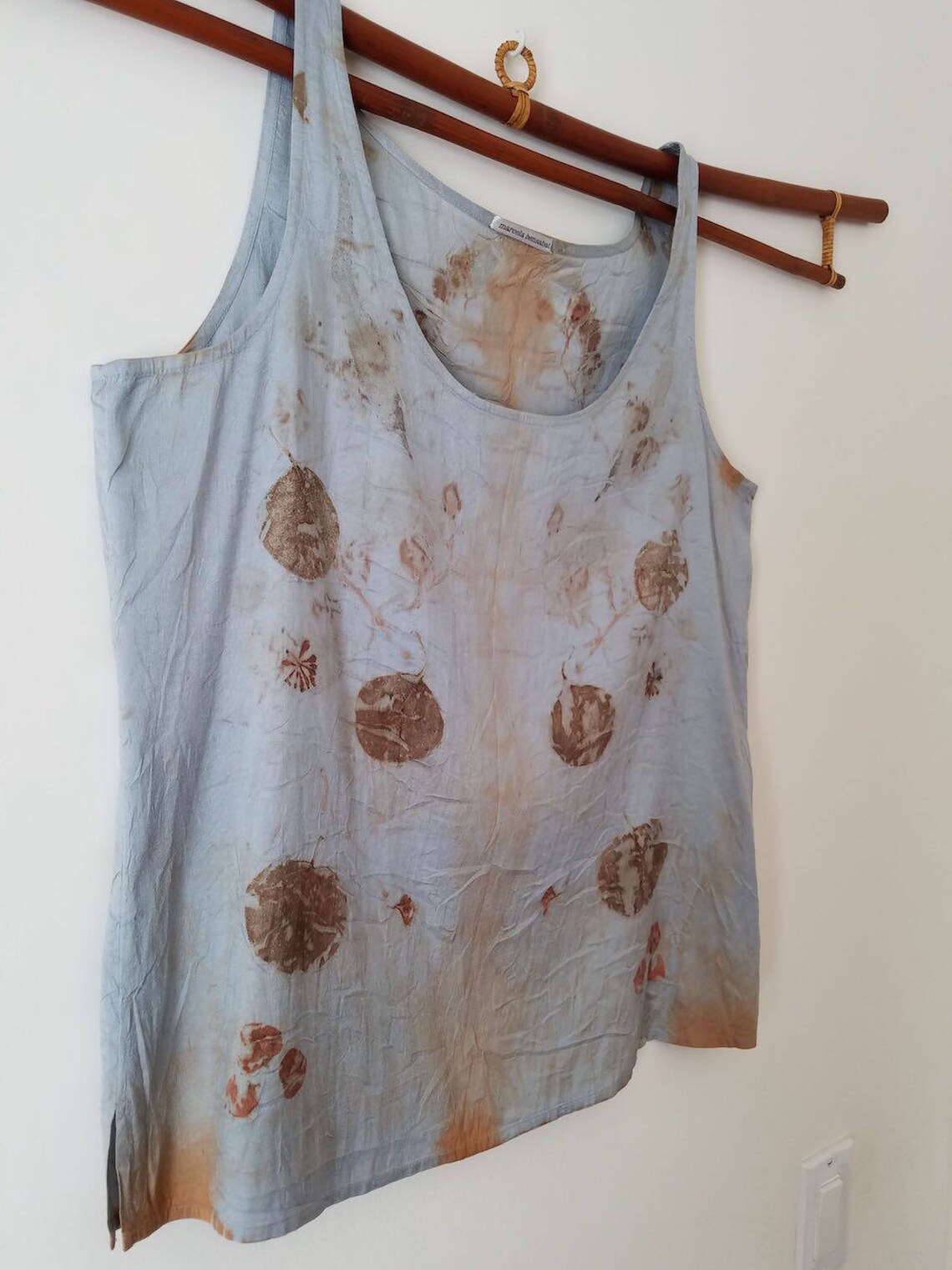 Upcycled Silk Blouse Naturally Dyed OOAK Silk Top Leaf Print Etsy