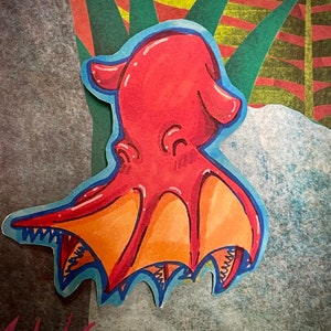 Vampire Squid Matte Waterproof Vinyl Sticker 3.5 in