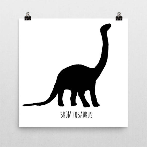 Dinosaure Pepiniere Print Brontosaure Noir Et Blanc Etsy