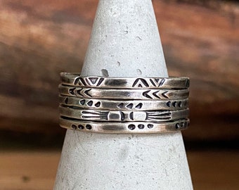 Wildfire stacking rings, Sterling silver rings, Eco friendly silver rings, Stamped rings, Thumb rings, Rustic rings, Boho Western jewellery