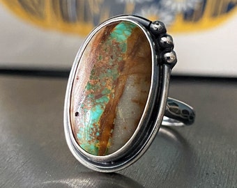 Royston Ribbon oval turquoise ring, Made to order turquoise ring, Sterling silver ring, Custom ring, Oval ring, Natural turquoise ring