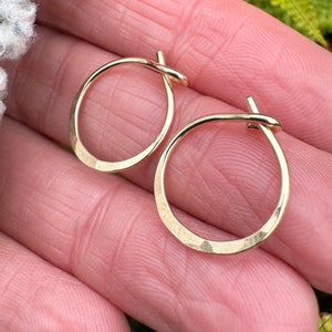 Small Gold Hoop Earrings, 14k Gold Filled Hoops, Gold Hammered Earrings, Everyday Hoops