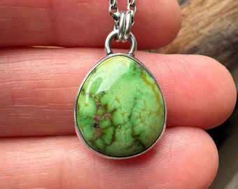 Verde Valley turquoise pendant, Natural turquoise necklace, Gemstone pendant necklace, Silver turquoise pendant