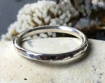 Hammered Silver Ring, Thumb Ring, Sterling Silver Stacking Ring, Hammered Stacking Ring, Simple Hammered Ring, Gift for her