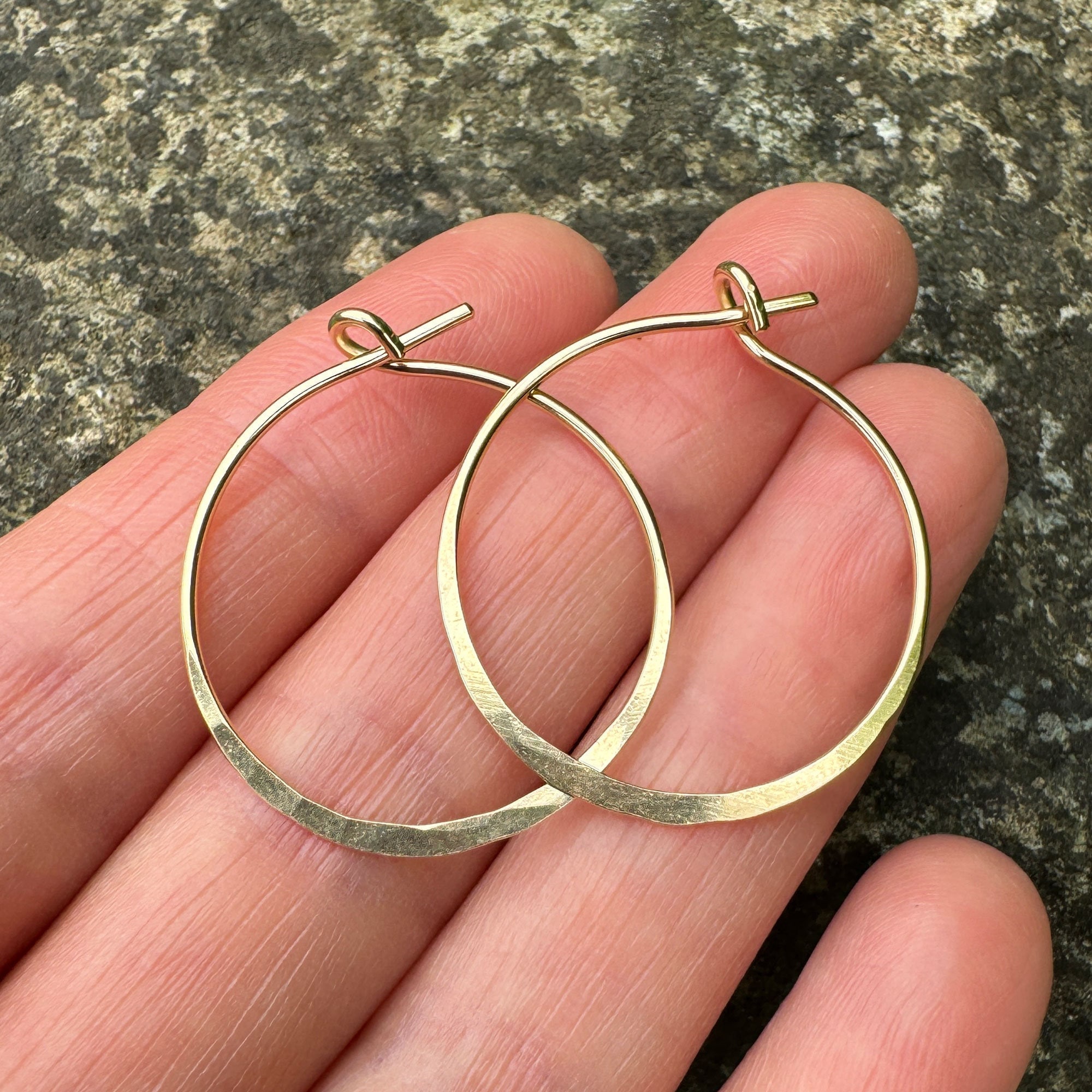 Handmade Hammered 14k Gold Filled Hoop Earrings (26mm)