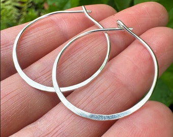 Sterling Silver Hammered Hoops, Silver Hoop Earrings, Handmade Hoop Earrings