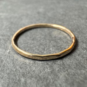Gold Stacking Ring, 14k Gold Filled Band, Gold Hammered Ring, Thin Gold Ring