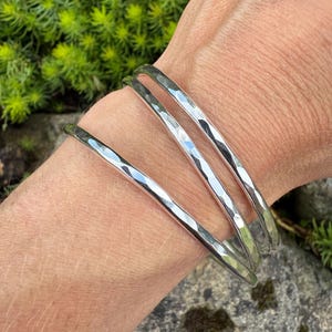 Hammered Sterling Silver Bangle - Handmade Bangle Bracelet