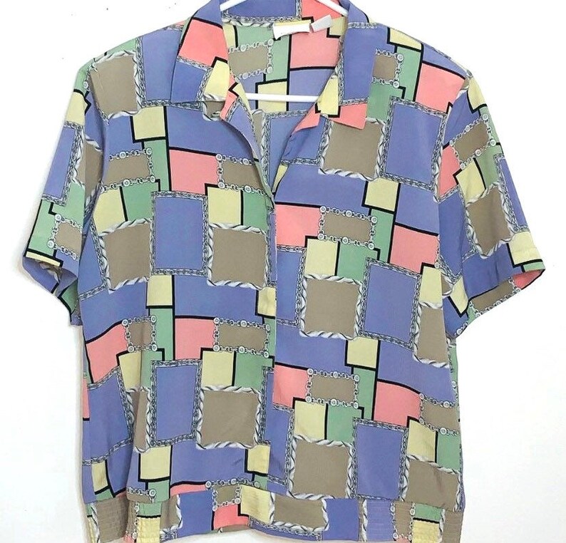 Vintage Abstract Pastel Blouse