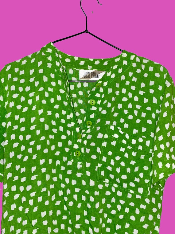 Vintage Lime Abstract Shirt - Retro Trendy Lime G… - image 1