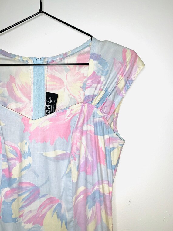 80's Retro Pastel Floral Dress - Gorgeous Vintage
