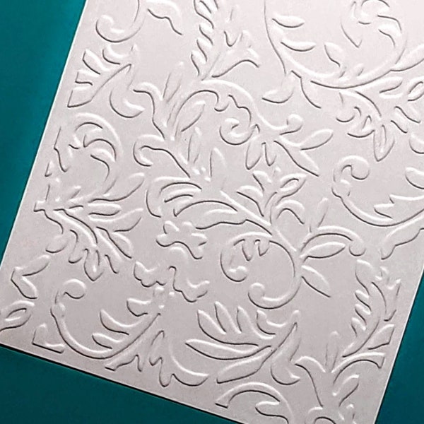 Embossed Flourish Card Front, Card Topper, Cardstock Paper Sheet, Scrapbooking, Card Making, Background Sheet