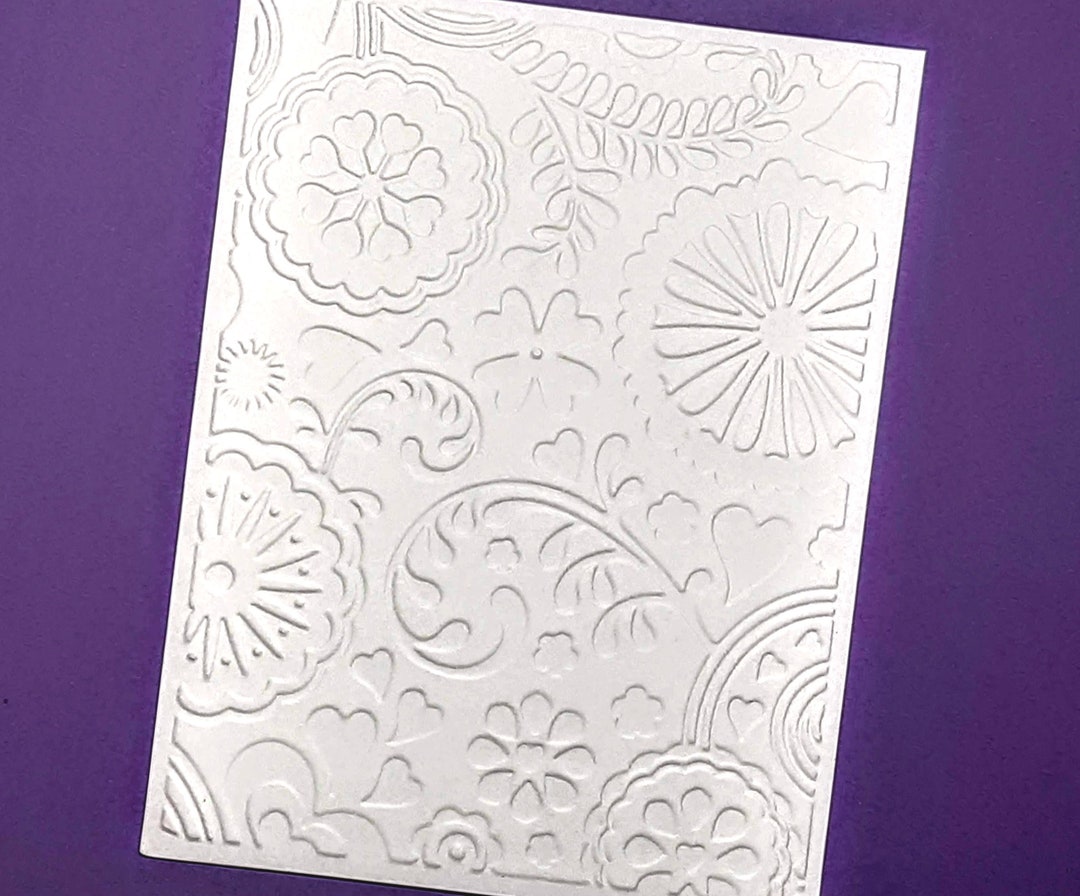 Cardstock Front 8 Embossed Floral Whimsy Card Front, Card Topper, Cardstock Paper Sheet ...