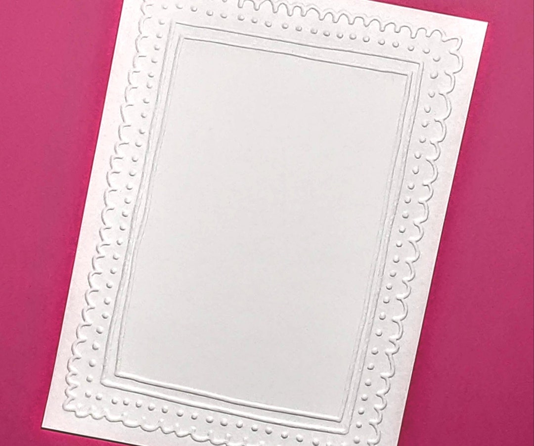 8 Embossed Whimsical Border Frame Card Front, Card Topper, Cardstock ...