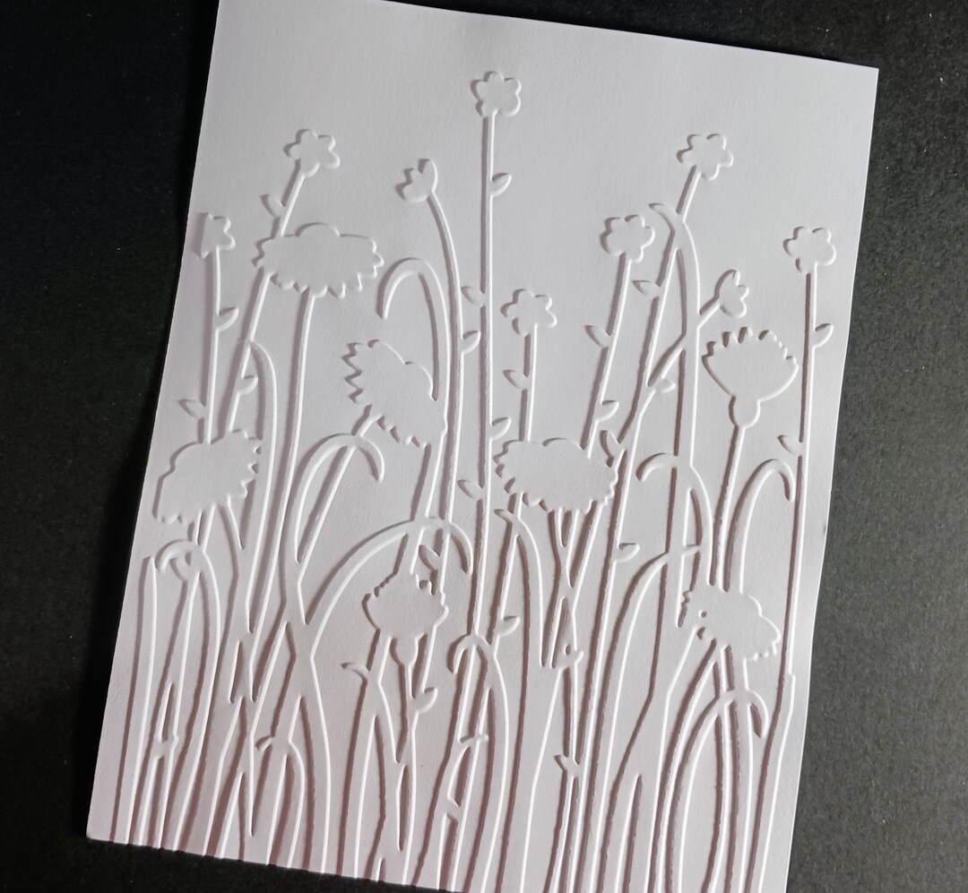 Cardstock Front 8 Embossed Wild Flowers Card Front, Card Topper, Cardstock Paper Sheet ...