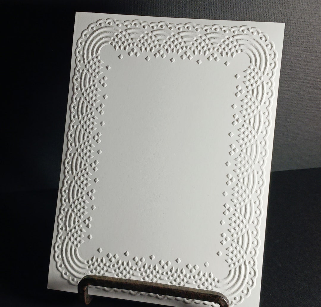 Cardstock Front 8 Embossed Scallop Lace Border Frame Card Front, Card Topper, Cardstock ...