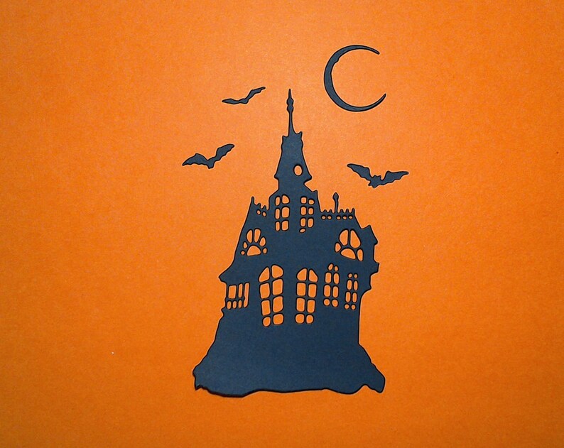 Haunted House Paper Die Cuts Halloween Card Topper Craft Etsy