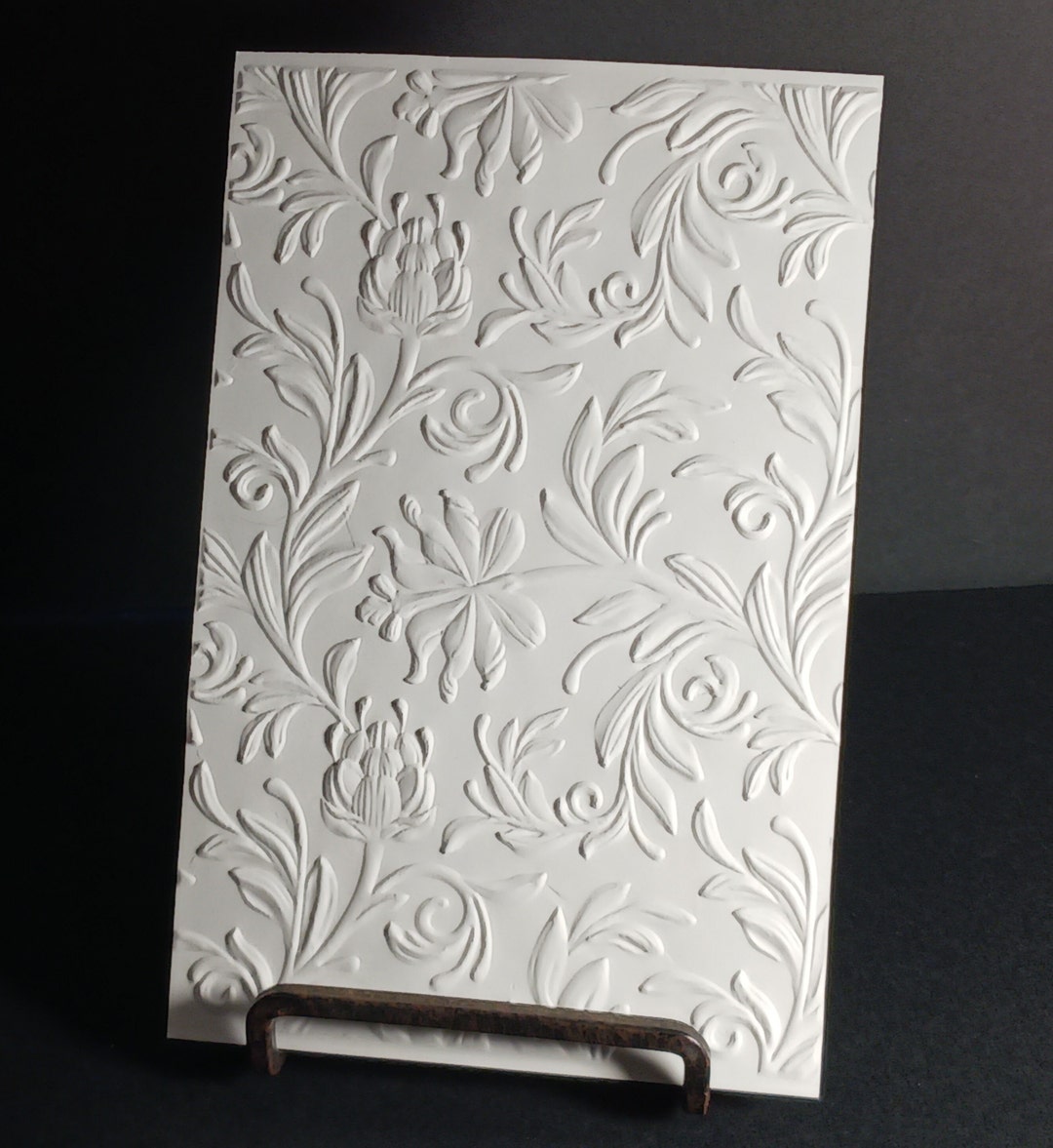 Cardstock Front Embossed White Botanical Card Front, Card Topper, Cardstock Paper Sheet ...