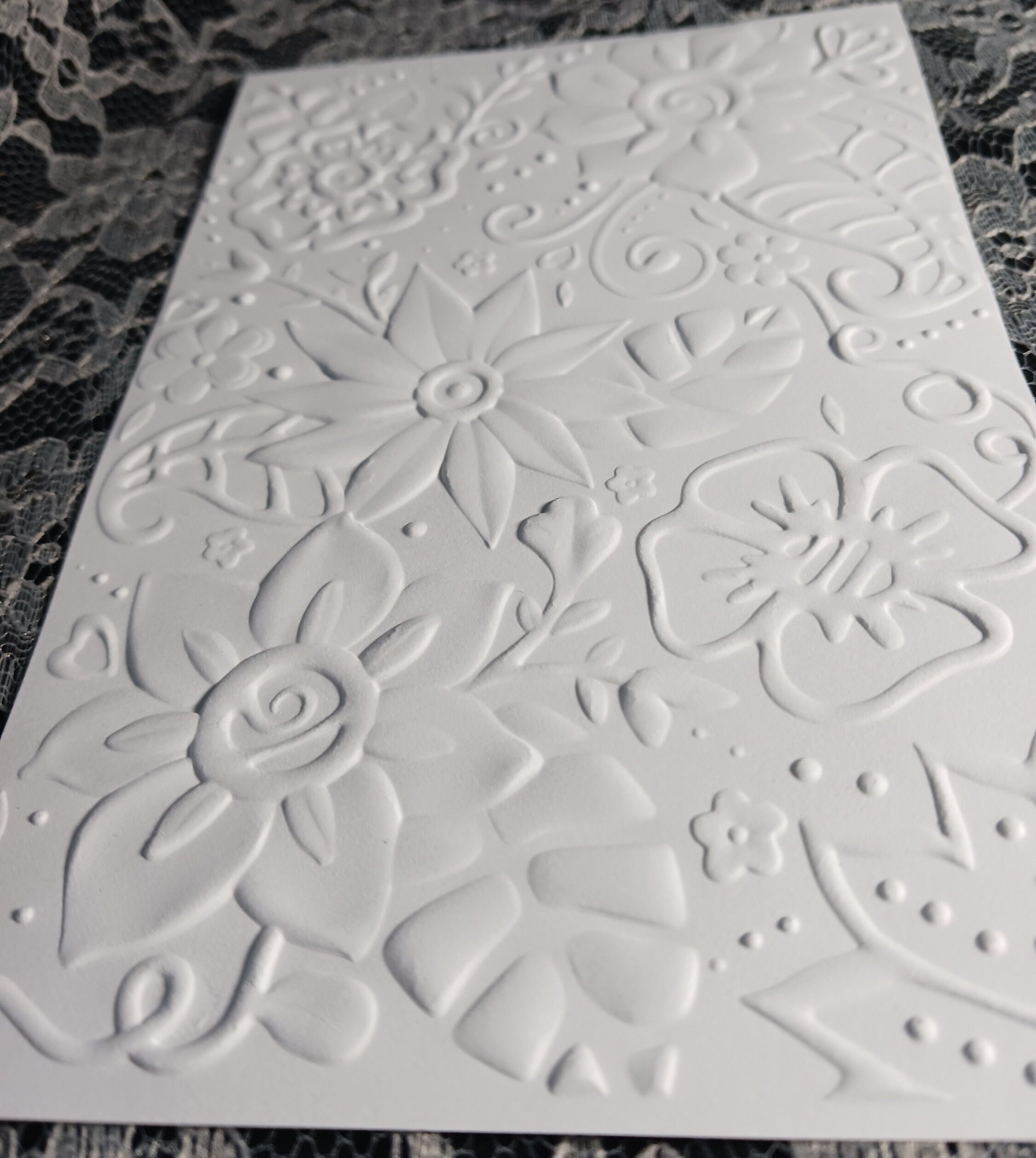Cardstock Front 6 Embossed (4.25 X 6.5) White Floral Card Front, Card Topper, Cardstock ...